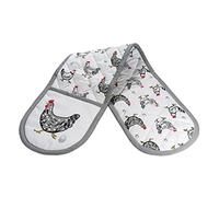 SPOTTED DOG GIFT COMPANY Gant de Four Double au Mignon Poule Imprimé, Résistant à la Chaleur Manique Cuisine avec Boucle Suspendue, 100% Coton, Cadeaux pour Les Amoureux des Poules 18x87cm