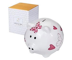 SPOTTED DOG GIFT COMPANY Tirelire Enfant, Céramique Tirelire Originale pour Filles Garçons et Adulte, Mignon Animaux Themé Maison Chambre Décoration, Cadeau pour Les Amoureux du Cochon, Cœur
