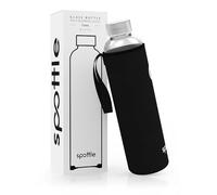 spottle gourde avec housse en néoprène - bouteille en verre de 500ml, 750ml ou 1 L avec couvercle de protection et bouchon à vis pour le sport et les boissons gazeuses (Noir, 750 ml)