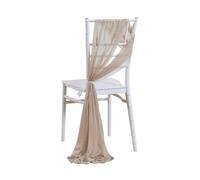 SPPEOUKJ 10/50Pcs 17x250cm Chiffon Chair Sashes 2PCS/Set Sage Pink Ivory Sash Wedding Chair Covers Ribbon Wedding Party Aisle Chair Decor(Light Brown,50pcs)