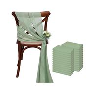SPPEOUKJ 24 Pcs 17x275cm Sage Green Chiffon Chair Sashes 12 Set Chair Sash Wedding Chair Covers Ribbon Wedding Party Aisle Chair Decor(Light Green)