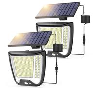 spqment Solaire Exterieur Mouvement Detecteur Lampe - 288 LED Eclairage Puissant Lumiere Extérieur Solaire de 3 Mouvement Détection Mode IP65 Étanche Éclairage Exterieur avec Câble 5M 2 pièces