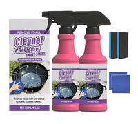 Spray Dégraissant Ultraefficace Grils Action Rapide, 2X120ML Nettoyant Dégraissant Grils BBQ, Nettoyant Dégraissants Grill Fours Avec Éponge & Chiffon, Spray Dégraissants Grill Éliminant Taches Huile