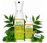 Spray d'huile de neem pour plantes avec huile de menthe poivrée, pack combo rechargeable à brume fine de 283,5 g + recharge concentrée de 113,4 g - Fait 6 bouteilles, lavage naturel pour plantes