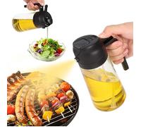 Spray Huile Cuisine, 2 en 1 Vaporisateur Huile 470ml, Pulverisateur Huile Cuisine Verre, Pulvérisateur Huile d'olive Spray Huile