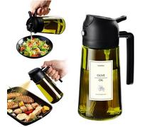 Spray Huile Cuisine 470ml - Vaporisateur Huile Air Fryer 2-en-1 Matériau en verre épaissi Contre la Lumière - Noir