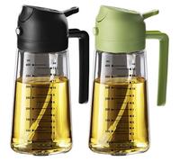 Spray Huile Cuisine 470ml - Vaporisateur Huile Air Fryer 2-en-1 pour Cuisson, Salades, (1 pièce, Noir & Vert)