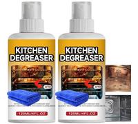 Spray nettoyant puissant pour four, dégraissant de cuisine pour usage domestique et professionnel, spray dégraissant puissant à action rapide pour grils, élimine les graisses brûlées (2pcs)