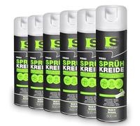 Spraytive Lot de 6 sprays de craie blanche de 500 ml - Peinture à la craie lumineuse lavable pour extérieur, marquage de sol, spray de marquage temporaire, spray de peinture pour asphalte, herbe