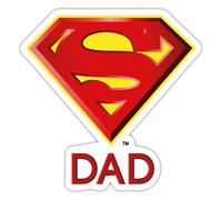 Spreadshirt DC Comics Superman Logo Dad Super Dad Papa Idée Cadeau Fête des Pères Autocollant Sticker, 10 x 10 cm, blanc mat