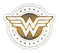 Spreadshirt DC Comics Wonder Woman Logo Étoilé Autocollant Sticker, 10 x 10 cm, blanc mat