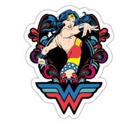 Spreadshirt DC Comics Wonder Woman Pose Autocollant Sticker, 10 x 10 cm, blanc mat