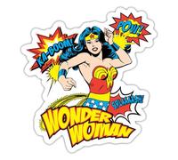 Spreadshirt DC Comics Wonder Woman Rétro Onomatopées Autocollant Sticker, 10 x 10 cm, blanc mat