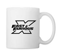 Spreadshirt Fast and Furious 10 Logo Avec X Noir Mug Blanc, taille unique, blanc