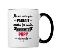 Spreadshirt Pas Parfait Mais Meilleur Papy Du Monde Cadeau Humour Grand-Père Mug Bicolore, taille unique, blanc/noir