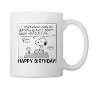 Spreadshirt Peanuts Snoopy Anniversaire Avec Citation Mug Blanc, taille unique, blanc