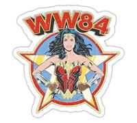 Spreadshirt Wonder Woman 1984 WW84 DC Comics Retro Vintage Années 80 Carnaval Autocollant Sticker, 10 x 10 cm, blanc mat
