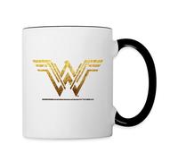 Spreadshirt Wonder Woman Logo En Or Mug Bicolore, taille unique, blanc/noir