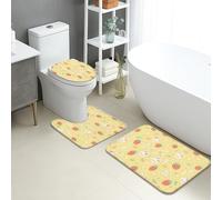 Spring Bunny Lot de 3 tapis de bain à séchage rapide - Motif floral de fraise - Absorbant et antidérapant - Lavable - Pour salle de bain et toilettes
