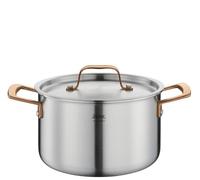 Spring Gourmet Casserole multicouche avec couvercle en acier inoxydable, passe au four, avec graduation intérieure, Ø 20 cm, hauteur 12 cm, 3,7 l, or rose
