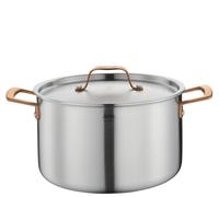 Spring Gourmet Casserole multicouche avec couvercle en acier inoxydable, passe au four, avec graduation intérieure, Ø 24 cm, hauteur 14 cm, 6,5 l, or rose