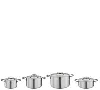 Spring Gourmet Lot de 4 casseroles multicouches avec couvercle en acier inoxydable, passe au four, avec graduation intérieure, marmite Ø 16, 20, 24 cm, marmite Ø 20 cm, noir