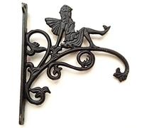 Spring life Cast Iron Ornate Fairy Hanging Flower Basket Bracket Hook in 3 colours (Black)