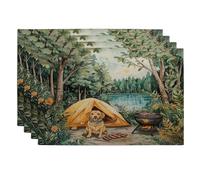 Spring Vizsla Lot de 4 sets de table lavables pour maison, salle à manger, fête d'animaux domestiques, 30,5 x 45,7 cm, tente de barbecue, décoration de cuisine