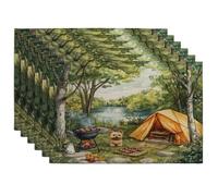 Spring Yorkies Lot de 6 sets de table lavables pour table à manger, fête d'animaux domestiques, 30,5 x 45,7 cm, tente de barbecue, décoration de cuisine