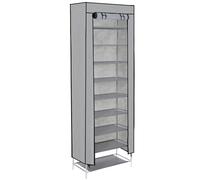 SPRINGOS Armoire À Chaussures en Tissu avec Étagères 60x168 Cm Rangement Pliable avec Fermeture Éclair Compact Léger pour Couloir Chambre Dressing Résistant À La Poussière Stable Et Moderne