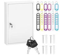 SPRINGOS Armoire à clés 30 x 45 x 8 cm Verrouillable avec porte-clés Boîte pour 64 clés Blanc Mat
