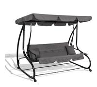 SPRINGOS Balancelle de Jardin 4 Places 220 x 162 cm avec 2 Coussins, Porte-Gobelet et Toit Réglable - Balançoire de Jardin Confortable en Acier pour Terrasse et Jardin, Gris