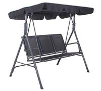 SPRINGOS Balancelle de jardin Fiona, balancelle Hollywoodienne avec toit, banc de balancement, pour 3 personnes, H x L x P : 150 x 170 x 109 cm (noir).