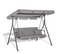 SPRINGOS Balancelle de jardin Luna avec toit, coussin, balancelle 3 personnes, H x L x P : 150 x 170 x 110 cm (gris)