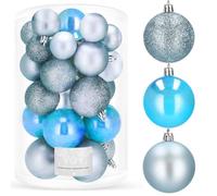 SPRINGOS Boules de Noël en plastique incassables avec paillettes mates et brillantes - Lot de 30 pièces
