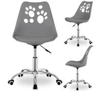 Springos Chaise de bureau, pour enfant à partir de 6 ans, hauteur réglable, pivotante, ergonomique, avec roulettes et rembourrage, chaise de bureau moderne, pour l'apprentissage et l'école, grise