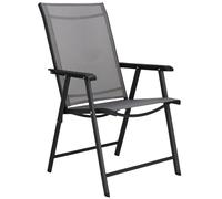 SPRINGOS Chaise de Jardin Pliante avec Accoudoirs 49x49x96 cm - Chaise de Balcon Pliable et Résistante aux Intempéries, Siège Confortable en Métal et Textilène pour Terrasse