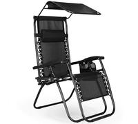 Chaise de jardin avec repose-pieds Chaise longue avec toit solaire 110 x 80 x 67 cm Chaise de plage à haut dossier avec accoudoirs Coussin pour la nuque Bord latéral Sac suspendu