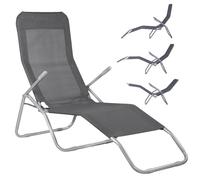 SPRINGOS Chaise Longue basculante Chaise Longue de Jardin 3 Positions en métal avec accoudoirs et Tissu Textile Fauteuil inclinable d'été