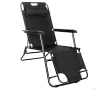 SPRINGOS Chaise Longue Pliable de Jardin avec accoudoirs - Fauteuil extérieur Pliable Confortable pour Le Jardin, terrasse et Camping, Chaise Longue réglable avec Support jusqu'à 120 kg