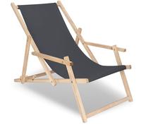 SPRINGOS Chaise Longue en Bois de hêtre Chaise Longue de Jardin avec accoudoirs Chaise Longue de Plage