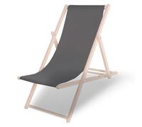 SPRINGOS Chaise Longue Pliable en Bois Massif - 3 Positions Réglables, Système de Sécurité, Tissu Résistant aux UV, Chaise Longue Idéale pour Jardin, Terrasse & Balcon