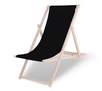 SPRINGOS Chaise Longue Pliable en Bois Massif pour Jardin et Petit Balcon - 3 Positions de Réglage, Système de Sécurité, Tissu Résistant aux UV, Chaise Longue Pliable en Bois avec Dossier Ajustable