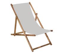 SPRINGOS Chaise longue pliante en bois imprégné Chaise longue pliante Chaise de camping Chaise de plage en bois de hêtre Gris Clair 58x124cm