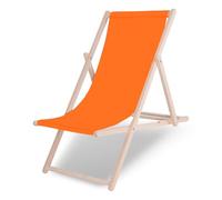 SPRINGOS Chaise Longue Pliante en Bois Massif pour Jardin et Petit Balcon système de sécurité 3 Positions Chaise Longue Pliante en Bois avec Tissu