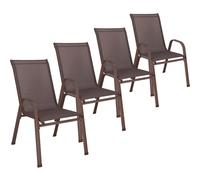 Springos® : chaises modernes en métal pour le balcon, lot de 4 – chaises de 92 cm en Textilene - marron
