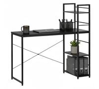 Bureau d'ordinateur moderne avec étagère 120 × 48 × 122 cm - Table industrielle Loft noire