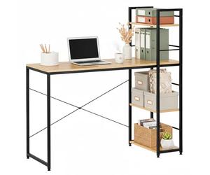 SPRINGOS Établi en métal 120 x 48 cm avec plateau MDF et étagères flexibles, pieds réglables en hauteur et traverses pour bricolage, cave et atelier, charge maximale : 100 kg