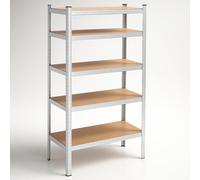SPRINGOS Étagère Charge Lourde 100x60x180cm 1000kg 5 Niveaux | Structure en aluminium avec plateaux MDF réglables en hauteur pour atelier, garage et espaces de stockage.