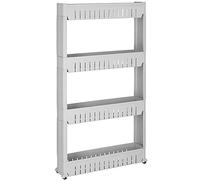 SPRINGOS - Étagère mobile à 3 compartiments - Étagère sur pieds - Pour machine à laver - Étagère polyvalente pour salle de bains et toilettes (Gris - 101,5 x 54 x 12,5 cm)